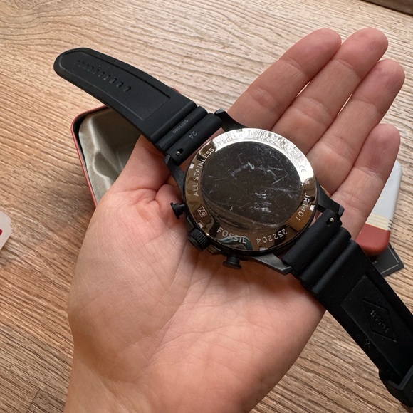 🎁Fossil Mens Matte Black Chronograph Watch - Picture 10 of 10